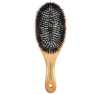 Boar Bristle Hair Brush -Porcupine Style - Mixed Bristle Natural Wooden Hairbrush for Thick Hair - For Women with Long, Thick Hair