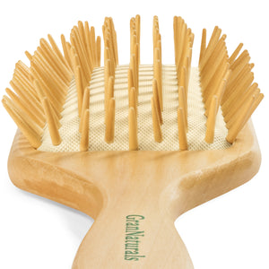 Wooden Bristle Paddle Hair Brush | Length 10.25" Width 3.5" | Large Flat Natural Eco Friendly Wood Handle Hairbrush for Men & Women with Thick, Curly, Wavy Long Hair