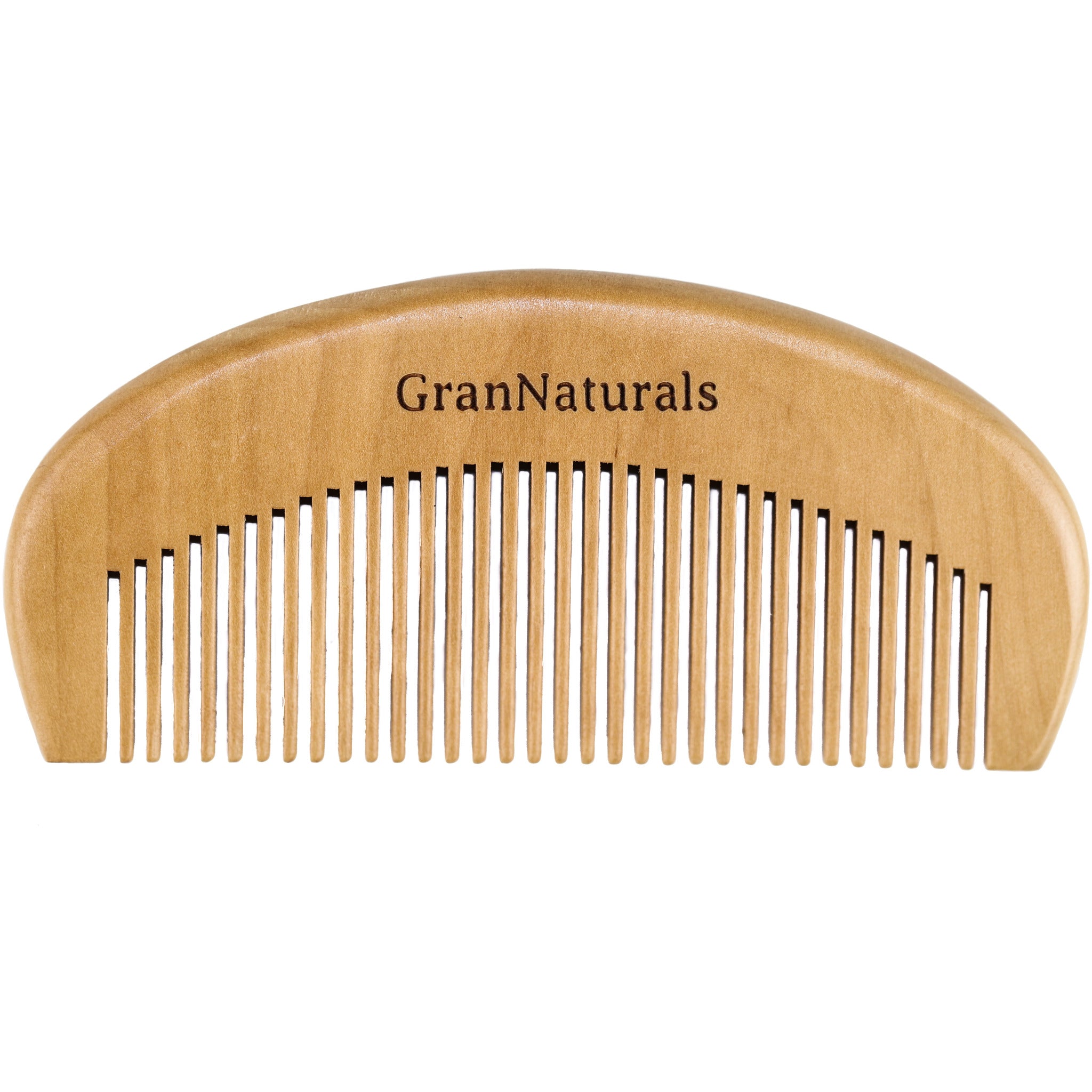 GranNaturals Wooden Comb Hair + Beard Detangler for Women and Men - Natural Anti Static Wood for Detangling and Styling Wet or Dry Curly, Thick, Wavy, or Straight Hair - Small Pocket Sized